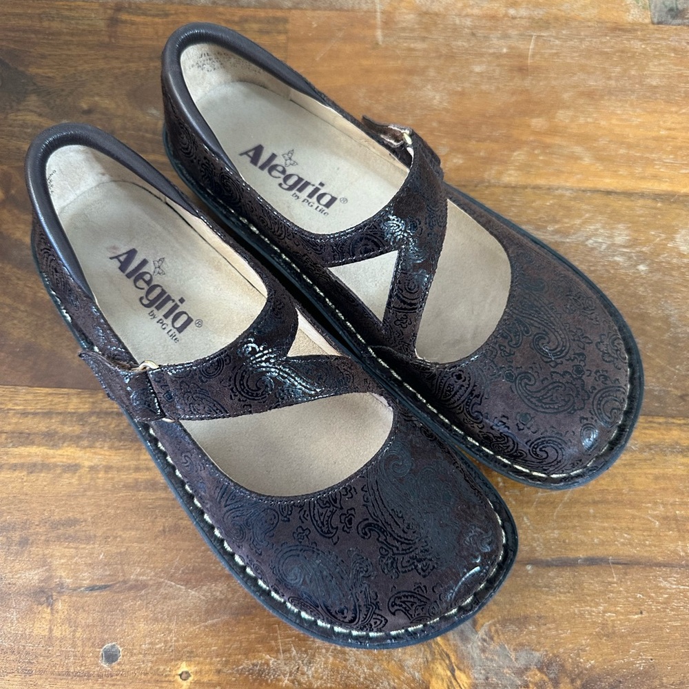 Alegria‎ Jil brown leather Mary Jane comfort shoes ladies size 37